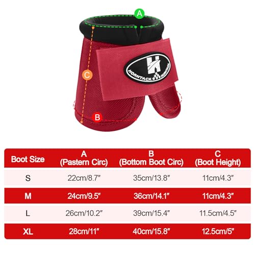 Horse Bell Boots for Outdoor Sports (Crimson Red, L) | Comfortable fit, prevents sprains, convenient hook and loop design, durable outdoor protection - color: Crimson Red, size: L
