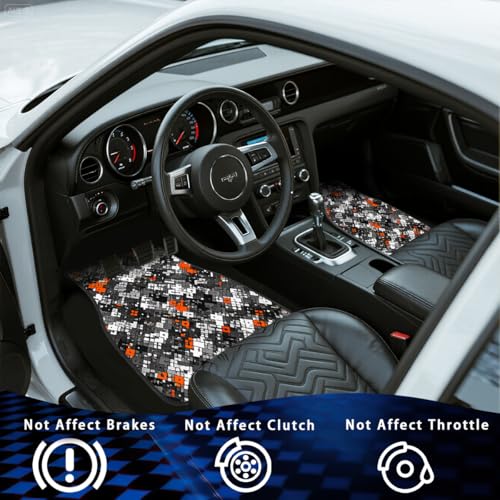 Camo Car Floor Mats Set of 4 Digital Pixel Geometric Squares Orange Black Automotive Foot Mats Rugs Carpet for Car Non-Slip Auto Car Accessories Universal Fit Car Accessories for Truck - color: Camo