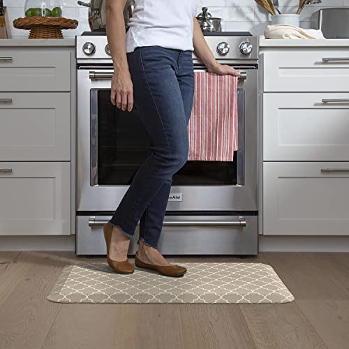 GelPro Anti-Fatigue Designer Comfort Kitchen Floor Mat, 20x32, Trellis Khaki Stain Resistant Surface with 3/4” Thick Ergo-Foam Core for Health and Wellness - color: Trellis Khaki, size: 32"L x 20"W x 0.8"Th