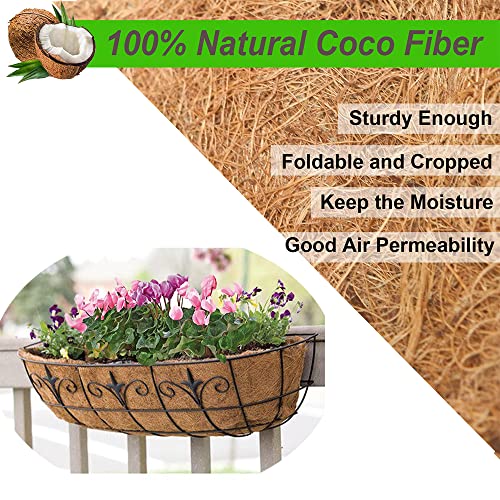 2pcs Trough Planter Basket Liners Coco Liner 24 inch, Thick Coconut Coir Liner Coco Fiber Liners Replacement for Wall Planter Window Box, Garden Fence Baskets Railing Planter In/Outdoors (24inch-2pcs) - color: 24inch-2pcs