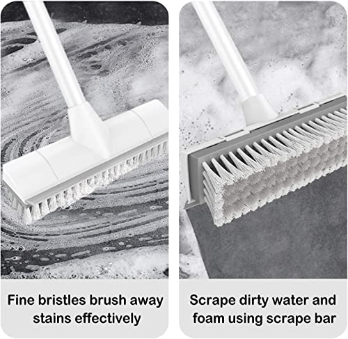 BOOMJOY 2 Pack Floor Scrub Brush with Long Handle, 2 in 1 Scrape and Brush, for Cleaning Deck, Tile, Grout, Kitchen, Patio, Garages - color: 2 Pack