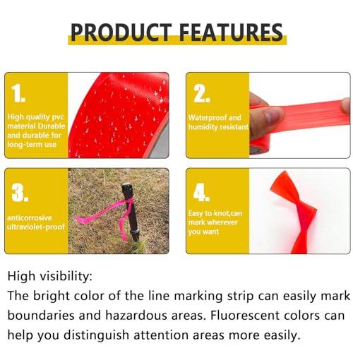 6 Pack Earth-Yellow Flagging Tape, Non-Adhesive Marking Tape, 1"*600ft | Plastic Ribbon Neon Marking Roll for Tree Marking, Hunting, Boundaries and Hazardous Areas,Trail Marking - color: Earth Yellow