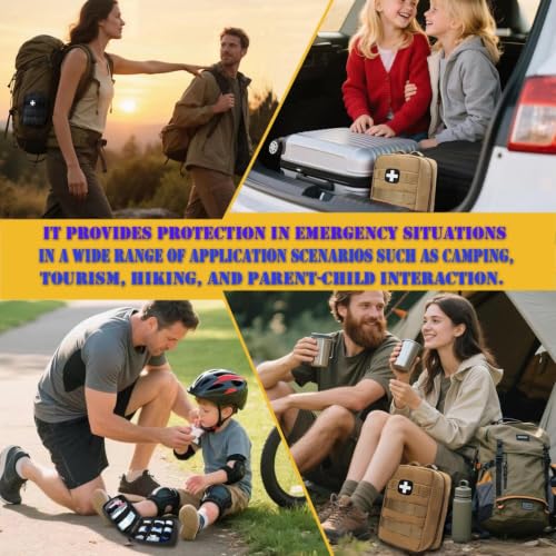 First Aid Kit EMT Medical IFAK Pouch Molle Tactical Med Emergency Bag Tan | Molle Tactical Trauma Utility Emergency Kits for Camping Home Car Hiking Hunting - color: Tan
