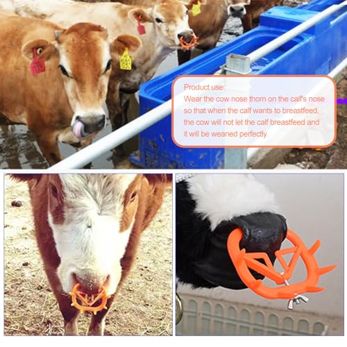 5PCS Cow Nose Ring Farm Livestock Animal Weaner Red Plastic Calf Weaning Nose Rings Spiked Preventing Milk Suckling Farm Livestock Equipment