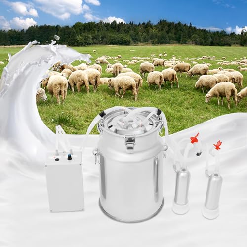 Cow Milking Machine, 2in1 Electric Automatic Cow Milker with Adjustable Vacuum Pump, 10L Milk Container, 2 Teat Cups, Goat Vacuum Pulsation Milker - size: 10 L