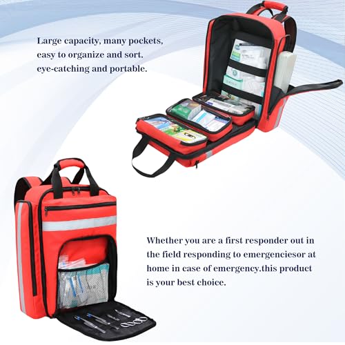 First Aid Bag Empty,EMS,EMT,Emergency Trauma Doctor Bag,First Aid Kit For Car,Home,Hiking,Camping and Travel(Red) - color: Red