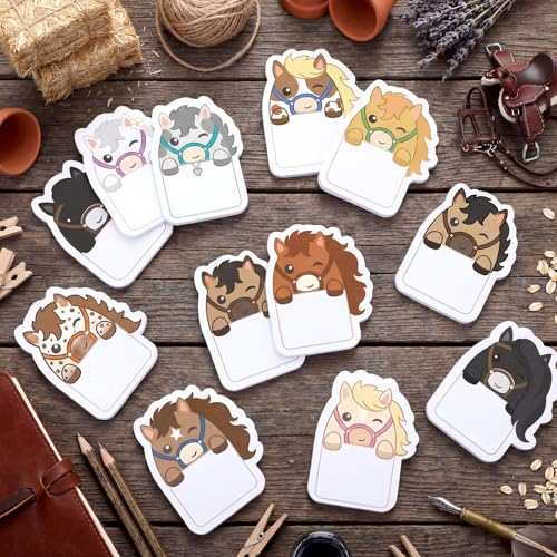 Yinder 24 Pads Horse Sticky Notes Cartoon Memo for Party School | Kawaii 12 Colors Design, Self-stick Post Notepads with To-do Lists Space, Party Favors for Veterinary Valentines, Bulk Tabs - style: Horse