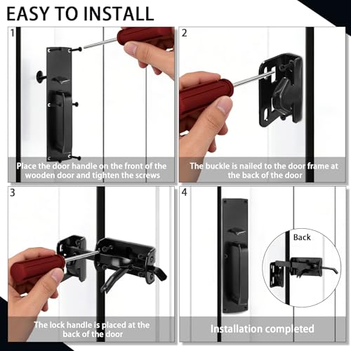 Pack of 1 Thumb Gate Latch Hardware,Gate Latch with Handle,Heavy Duty Gate Latch for Outdoor Fence,Black Double Gate Latch for Backyard,Garden,Farm,Pool Gate,Metal Gate