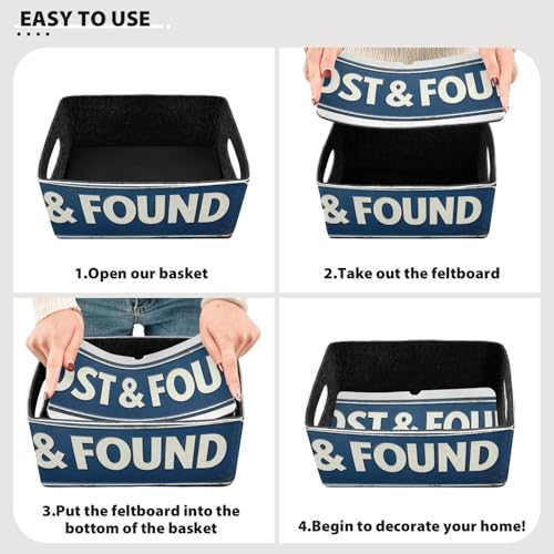 Storage Baskets Felt Foldable Storage Cube Shelf Bins Organizer Box for Kids Toys Office Bedroom Closet Babies Nursery 2-Pack (Lost & Found Blue) - color: Lost & Found Blue