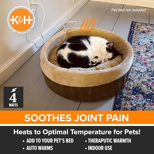 K&H Pet Bed Warmer, Safety Listed, Cat Heating Pad, Small 9x8.5in Tan | Create Your Own Heated Cat Bed with The K&H Warmer, Waterproof Indoor Heated Warming Pad Insert, Smart Automatic Temperature - size: Small