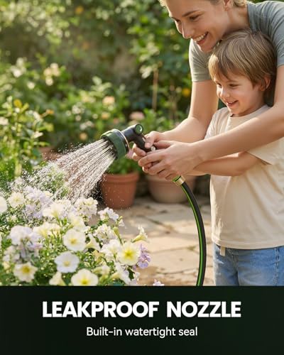RAINPOINT Garden Hose Nozzle - 100% Heavy Duty Metal Thumb Control Spray Nozzles for Garden Hose High Pressure, 10 Pattern Water Hose Nozzle for Car Wash, Watering Lawn, Pets, Dark Green - color: Dark Green