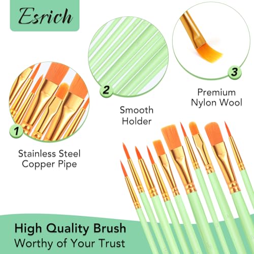 ESRICH 240PCS Paint Brushes, Paint Brush for Acrylic Painting | Artist Paintbrushes for Oil Watercolor, Body Face Rock Canvas, Small Paint Brushes for Kids, Green - color: Green, size: 240