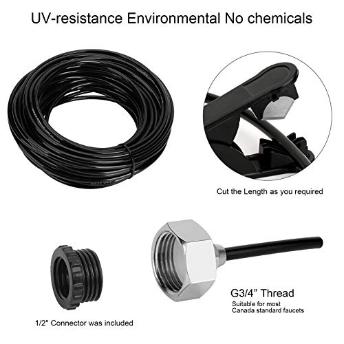 GMAULEE Misting Cooling System, DIY 65.6FT(20M) Misting Line +20 Brass Mist Nozzles+ a Brass Connector(3/4'') Outdoor Mister System for Patio Waterpark Garden Trampoline Greenhouse - size: 65.6 ft (20M)+20 Brass