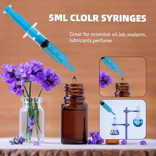 50pcs 5ml Syringes with Caps for Industry Lab Pet Feeding (Blue) - color: Blue, size: 5ml-50Pack
