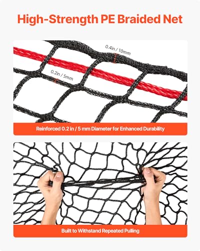 VEVOR Round Bale Hay Net, 5.91 x 5.91 x 5.91 ft, 1.65 inch Holes, PE Material, Knotless Design, with Zip Ties, Needle Shuttle, Repair Twine and Storage Bag, Slow Feeder Round Bale Net for Horses - size: 5.91 x 5.91 x 5.91 ft