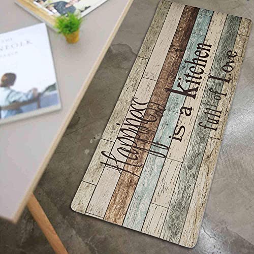 FRESHMINT Farmhouse Kitchen Mats Sets 2 Piece Cushioned Comfort Mat for Home & Office Ergonomically Engineered Memory Foam Kitchen Rug Waterproof Non-Skid, 30" by 17" + 47" by 17",Happiness - color: Happiness