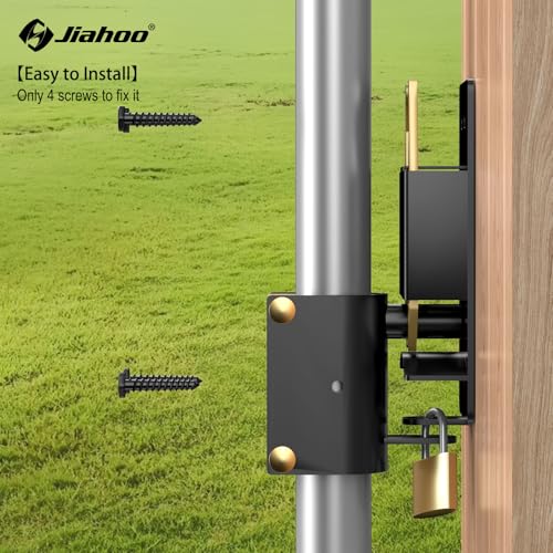 JIAHOO 2 Way Farm Gate Latch, Heavy Duty Gate Latches for Metal Tube Gates | Two-Way Lockable Livestock Gate Latch Hardware, For Cattle Gate Horse Corral, Ranches, Pastures, Pet Cage - style: Farm Gate Latch & Padlock