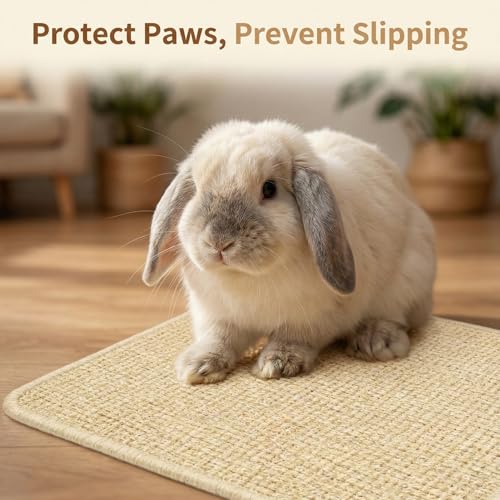 2-Piece Natural Sisal Rabbit Accessories, Scratching Pad, Premium Rug for Rabbit, Multi-Functional Bunny Mat, for Cage Flooring & Chewing