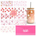 Kaciola 10 Sheets UV DTF Cup Wraps for 16 oz-Bow Theme UV DTF Stickers, 1 Sheet Mysterious Pattern Transfer, Rub on Transfers Stickers for 16 oz Libbey Glasses Crafting - style: Pink Bow