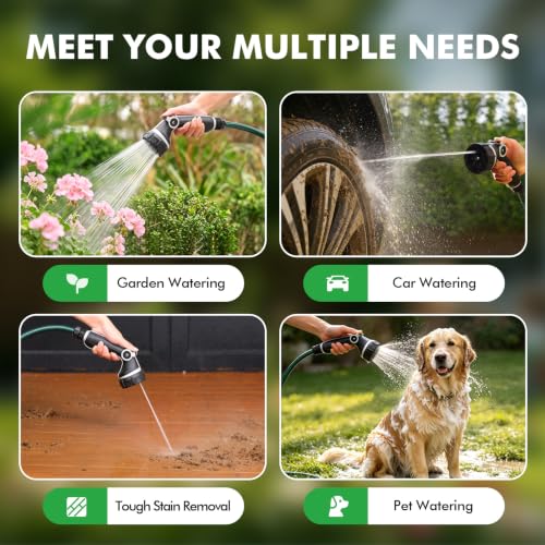 RESTMO Hose Nozzle Heavy Duty, Hose Spray Nozzle Thumb Control for Outdoor | 7 Adjustable Spray Patterns, Leak Proof Hose Nozzle with Flow Control, Ideal for Plants & Lawns, Cars & Pets - color: Black