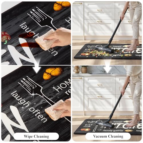 KIMODE Kitchen Mats,Grey Anti Fatigue Kitchen Rugs Sets of 2 Home RV Decor | Non Slip Waterproof Farmhouse Kitchen Floor Mats,Cushioned Comfort Standing Mat for Laundry,Sink,Desk,Bathroom - color: Kitchen/Grey, size: 17.3" x 47"+17.3" x 29"--0.47 inches