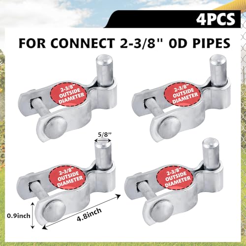 2-3/8" Chain Link Fence Frame Gate Post Male Hinge, Pack of 4,Galvanized Steel Gate Hinge for Fence Posts, Bolts & Nuts Included - size: 2-3/8" Male