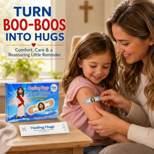 Healing Hugs Jesus Bandages - Premium Adhesive Hugging Jesus from Hug-a-BooBoo, The Jesus Bandages that Hug! 24 Count Box - size: 24ct, style: Healing Hugs Jesus