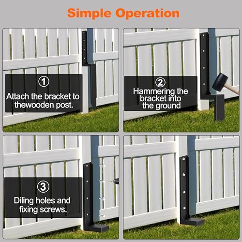 One-Piece Fence Post Repair Kit, Heavy Duty, 2-Pack | One-piece , 11-gauge steel, 304 SS rustproof, 5.47 lbs each, fits 4x4/6x6, no-dig install,20-min fix