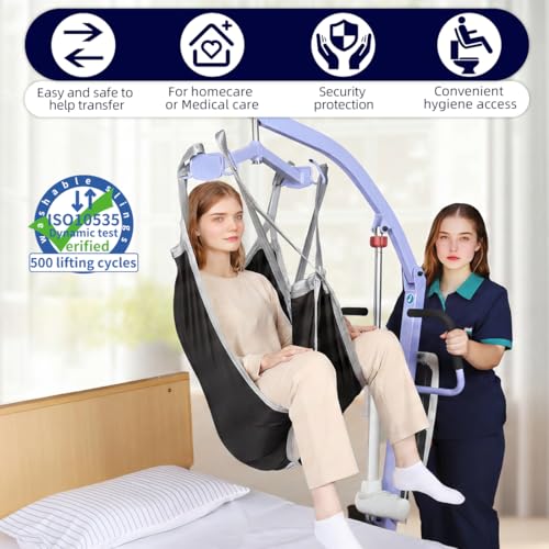 EZ Assistive Patient Lift Divided Leg Sling with Lower Back, Lift Sling for Transfer and Positioning and Lifting, 500lb Weight Capacity (Large-Black) - size: Large-Black