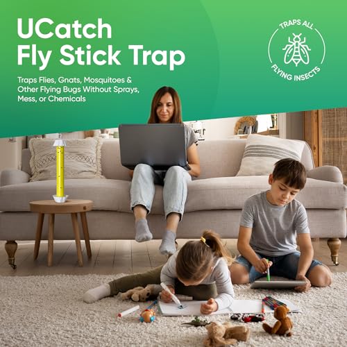 Sticky Fly Trap Indoor & Outdoor Pack of 8 | Hanging Fly Stick for Gnats, Flies, Wasps, Mosquitoes & Other Flying Bugs | Fly Trap Sticky | Fly Catcher Indoor | Flying Insect Trap Rolls | Ucatch