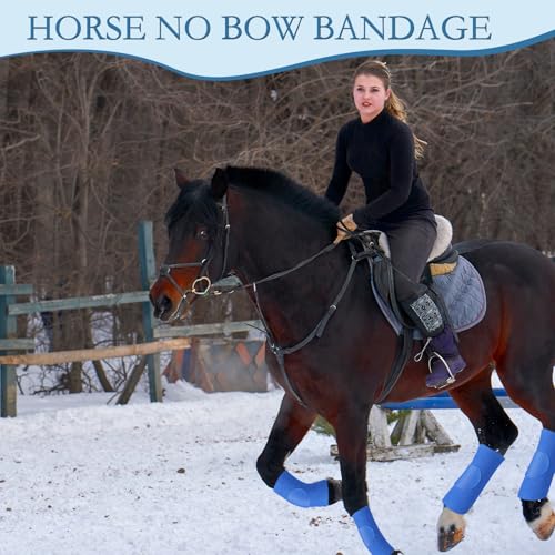 Set of 4 Horse No Bow Bandage 3D Contoured Standing Wrap Bandages Stable Nylon Horse Leg Wraps for Helping Prevent Horse from Tendon Damage and Keep Horses Clean and Safe (Dark Blue) - color: Dark Blue