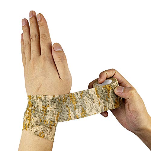 FRESINIDER 9 Rolls Self Adhesive Wrap Athletic Tape Gauze, Breathable Elastic Cohesive Bandage for Sports Injury & Pet (7 Pcs 2" x 5 Yards + 2 Pcs 1" X 5 Yards) (Digital Desert Camo) - color: Digital Desert Camo