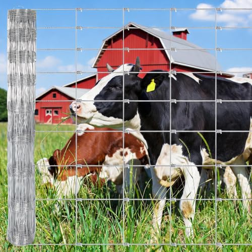 Livestock Wire Fence 4Ft x 328Ft Galvanized Wire for Livestock Deer Goat | Heavy zinc coating resists rust and wear. Ideal for field, yard. Keeps livestock, deer, goats safely enclosed. ﻿ ﻿ ﻿ - size: 4ft x 328ft