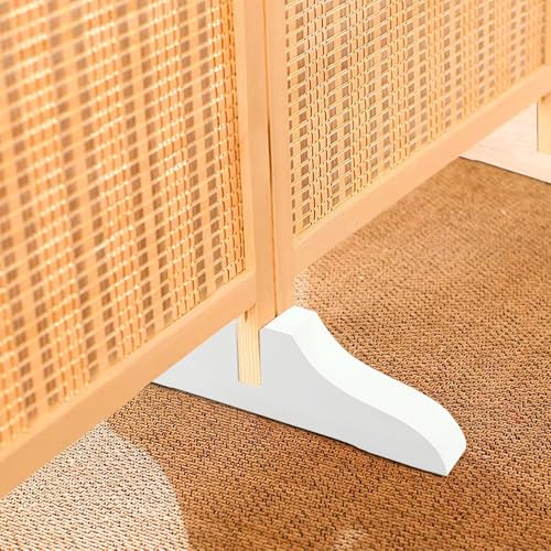 4pcs Wooden Folding Room Divider Stand with Screws,Room Divider Screen Holder Feet Partition,Folding Privacy Screen Holder for Hotel Home Office (White) - color: White