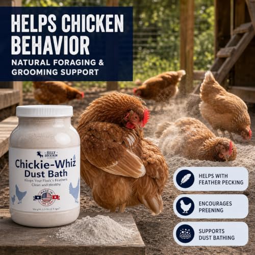 5.5lb Chickie-Whiz Chicken Dust Bath - Made in USA - All Natural Volcanic Ash Dust Bath for Chickens - Healthier Eggs & Feathers - Chicken Coop Accessories for Farms by Billy Buckskin Co. (Pack of 2) - size: 1 x 5.5 LB (Pack of 2)