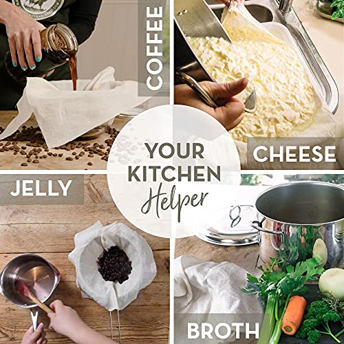 Organic Cheese Cloth, 2 Hemmed 23x23 Squares, Reusable - size: 3.7 sq ft (2 pcs)