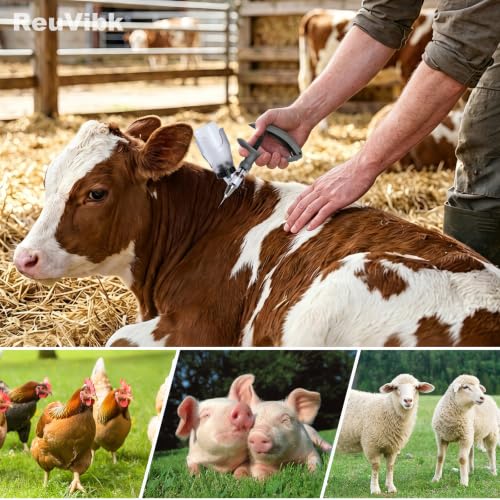 5ml Continuous Self-Refilling Livestock Syringe, 10 Needles Included | Adjustable dosage from 0.5ml to 5ml Veterinary Injection Gun for Chicken, Duck, Pig, Sheep, Cow Poultry - color: Grey