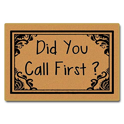 Assaoy Did You Call First Door mat, Funny Doormats Outdoor Entrance,Home Office Entry Mat Garden/Kitchen/Bedroom Mat Non-Slip Rubber 23.6 x15.7 Inch - color: Call
