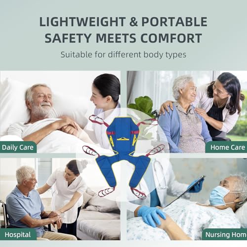 Full Body Patient Lift Sling Size S, Toileting Transfer Slings, Head and Back Support, Split Legs with Commode Opening, 5 Handles, 6 Straps, Lifting Sling Compatible with Various of Lifts - size: S