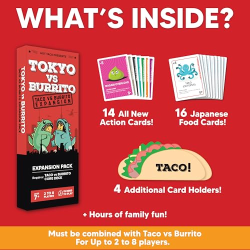 Taco vs Burrito Tokyo Expansion Pack - Fun Family Game for Kids & Adults, Ideal for Family Game Nights, Board & Card Game, Perfect Idea, Requires Core Game - style: Tokyo vs Burrito Expansion