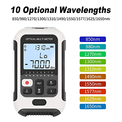TM570 Fiber Optic Tester 3-in-1 — Optical Power Meter -70~+10 dBm, VFL Visual Fault Locator & RJ45 Cable Tester, Rechargeable Li-ion, FC/SC/ST, Compact 130g Fiber Light Meter