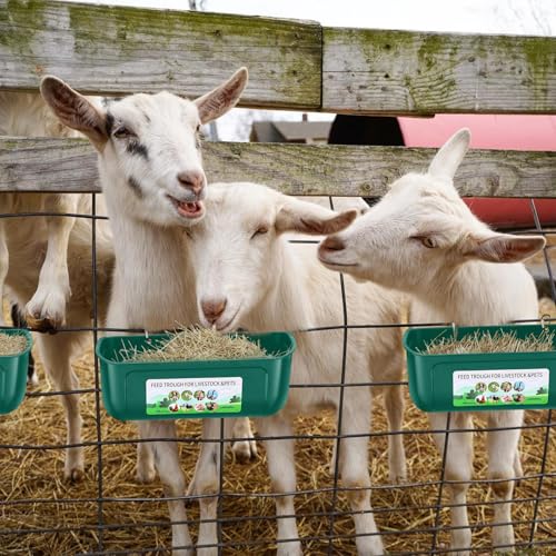 Chicken Feeder Waterer, 6 Pack Duck Feeder Supplies, Hanging Fence Feed Trough with Clips for Goat, Sheeple, Piglet, Gooses, Turkeys, Dog Livestock Poultry,Green - color: 6 pack Green