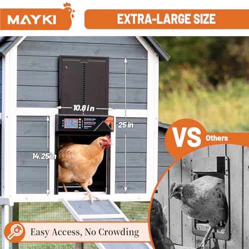 MAYKI Chicken Feeder and Waterer Set and Automatic Chicken Coop Door Solar Powered, Automatic Coop Accessories