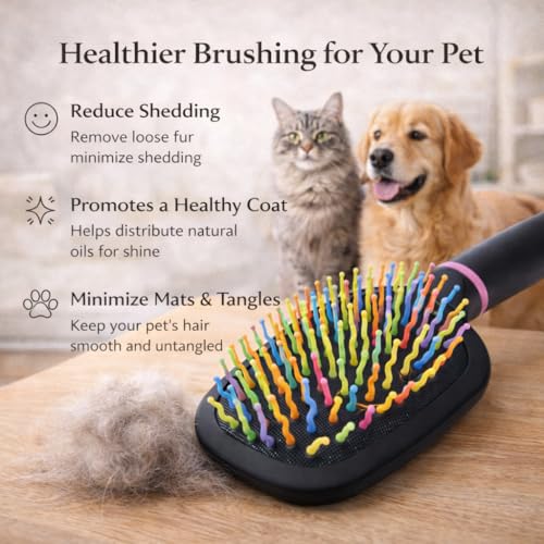 Adkoat® 2PCS Rainbow Air Cushion Grooming Brush for Horses Dogs Cats | Gentle Comb for Mane | Tail | Long Fur – Wave Bristle Massage Tool for Shedding, Knots & Circulation