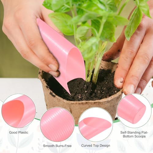 M METERXITY 6-Pack Bonsai Soil Scoops, Plastic Garden Soil Scoops Bucket Shovel Potting Scoopers for Transplanting/Flower Planting/Plant Succulent, Colorful Small Gardening Tools [Green, Pink] - color: Green, Pink