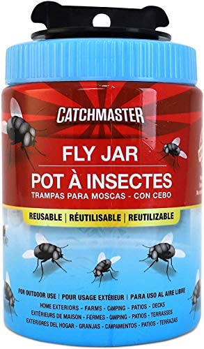 Catchmaster Fly Trap Bundle, Fly Ribbon 20-Pack & Outdoor Fly Jar 6-Pack, for Garage, Backyard, Pool, Patio & Camping