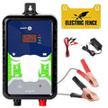 12KV DC AC Powered Electric Fence Charger, 15 Miles 4 Joules Pulse | Waterproof EF-03 Fence Kit for Livestock & Farm, Includes Warning Signs, LED Indicator, for Animals Poultry Ranches Gardens - color: Blue