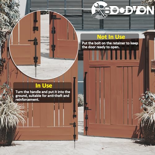 18 Inch Cane Bolt Gate Drop Rod Heavy Duty Gate Hardware, Gate Ground Latch for Wooden Fences, Metal Gates Doors Stopper for Gate Ground, Wrought Iron Gate Latches, Black Finish(1 Pack) - size: 18 Inch