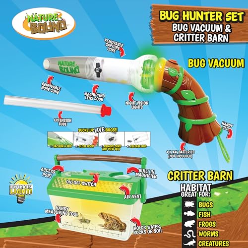Nature Bound Bug Catcher Toy, Eco-Friendly Bug Vacuum, Catch and Release Indoor/Outdoor Play, Ages 3 to 12, Green, Complete Kit for Kids, Includes Capture Core with Magnification - style: New Style