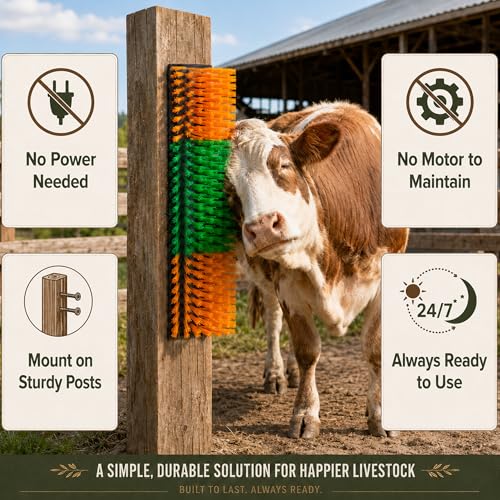 Livestock Scratching Brush, 4-Pack-Grooming Posts for Cows, Horses, Goats and Pigs with 8 Screws, Help Relieve Discomfort in Livestock and Prevent Damage to Fences - color: Yellow-4PCS